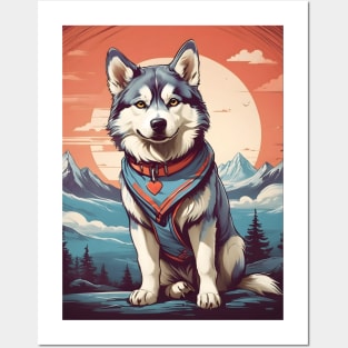 Siberian Husky in a mountain landscape Posters and Art